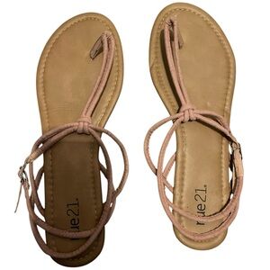 Rue21 Pink Strappy Toe-Loop Ankle Tie Sandals